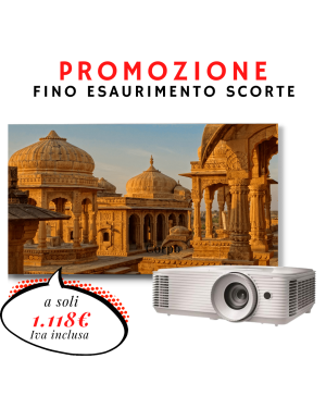 Schermo cornice Full Vision 200x113 16:9 + Optoma EH334 Alta risoluzione, versatile e potente