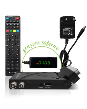 Decoder Ricevitore Digitale Terrestre DVB-T/T2 HDMI Scart 180° e Telecomando 