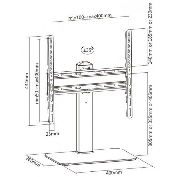 PLEXO Stand 55-4040 - Supporto TV da tavolo girevole