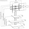  TV Stand Elegant 75BWS2 |  con due ripiani per schermi piatti da 32" a 75" ed elementi di design in legno noce