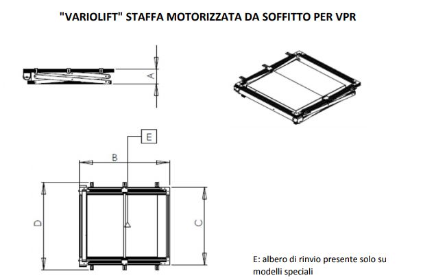 Misure tecniche ascensore lift videoproiettore Vlift90 Maxi Luxi